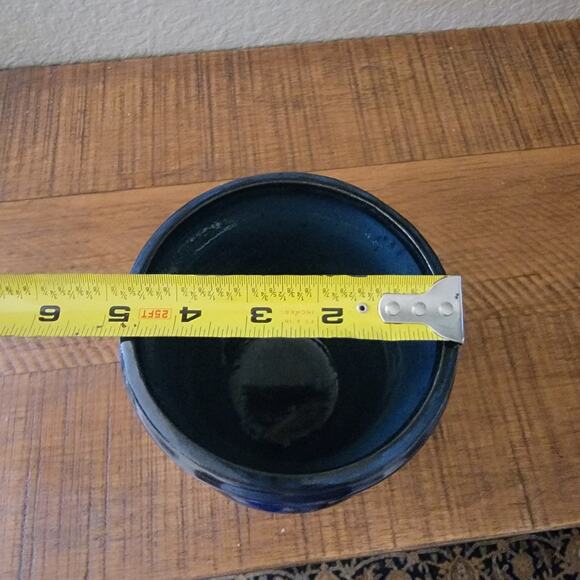 Vintage Studio Pottery Vase Signed 1994 with Cobalt Blue Glaze 7.5 Inch Handmade - Picture 7 of 10